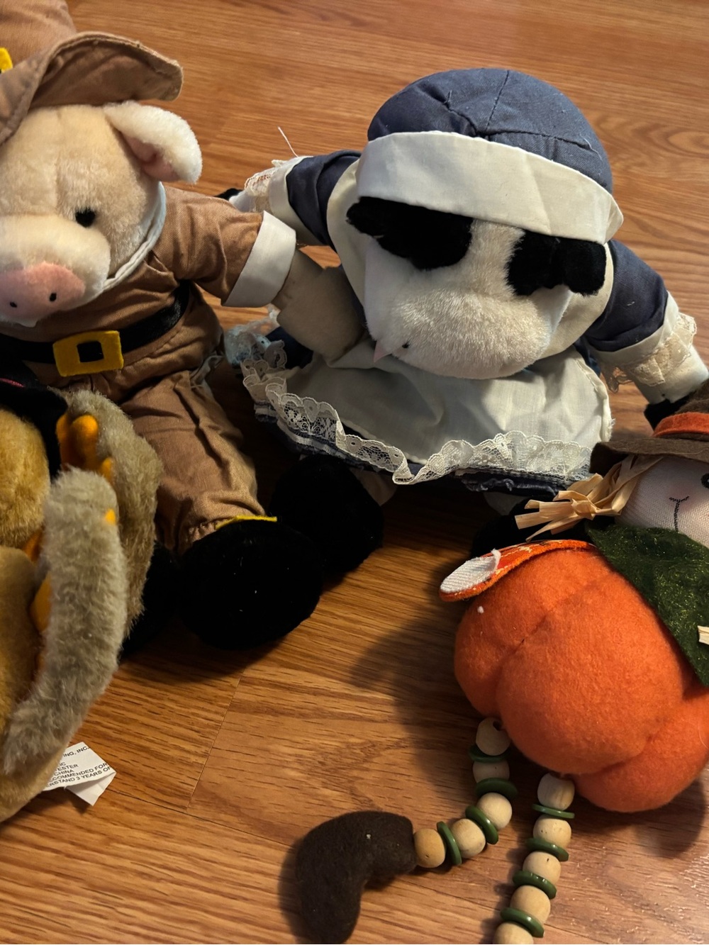 Thanksgiving fall Plush Cow in Maid Outfit - pig the pilgrim  shelf sitter